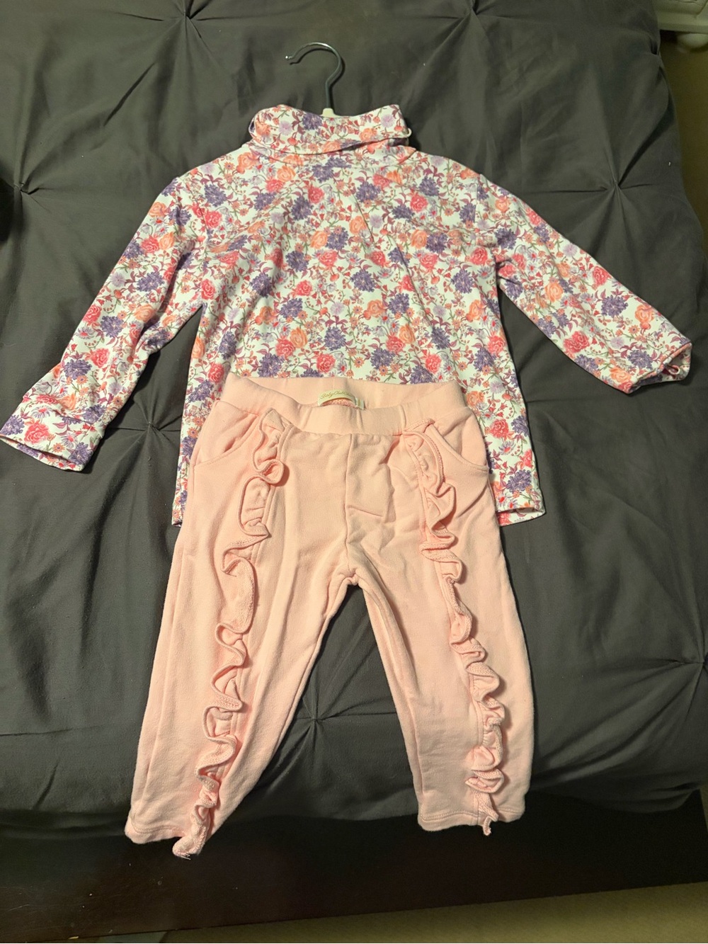 Baby Club Chic Floral Turtleneck with Pink Ruffle Leggings